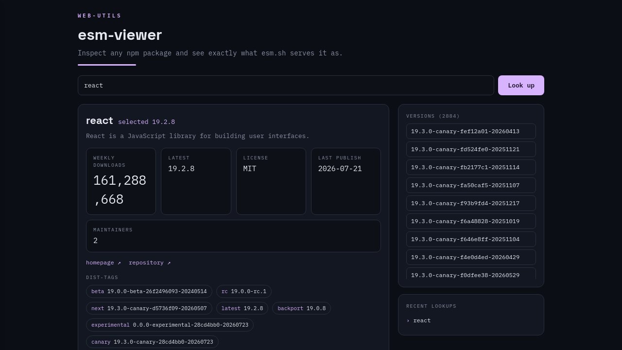 ESM Package Viewer preview
